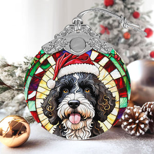 Christmas Dog Stained Glass Ornament | Unique Holiday Gift for Dog Lovers | Portuguese Water Dog