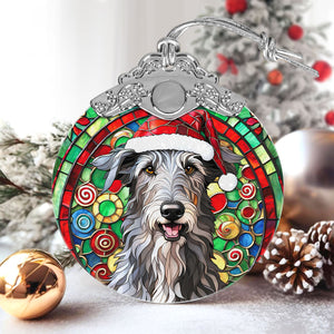 Christmas Dog Stained Glass Ornament | Unique Holiday Gift for Dog Lovers | Scottish Deerhound