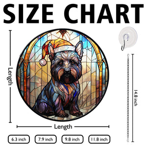 Christmas Dog Stained Glass Suncatcher | Unique Holiday Gift for Dog Lovers | Scottish Terrier