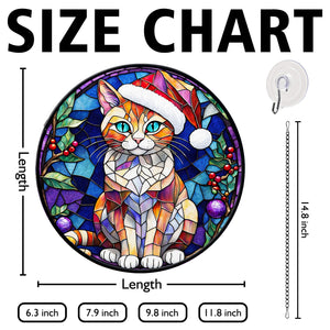 Christmas Cat Stained Glass Suncatcher | Unique Holiday Gift for Cat Lovers | Singapura Cat