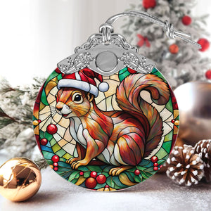 Squirrel Stained Glass Christmas Glass Ornament, Elegant Holiday Décor for Your Tree, Glass Ornament christmas 2024