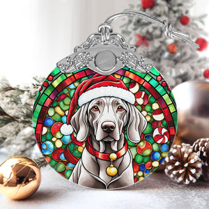 Christmas Dog Stained Glass Ornament | Unique Holiday Gift for Dog Lovers | Weimaraner