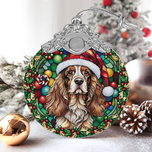 Christmas Dog Stained Glass Ornament | Unique Holiday Gift for Dog Lovers | Cocker Spaniel