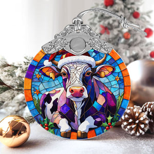 Cow Stained Glass Christmas Glass Ornament, Elegant Holiday Décor for Your Tree, Glass Ornament christmas 2024