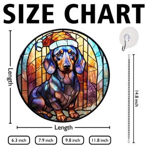 Christmas Dog Stained Glass Suncatcher | Unique Holiday Gift for Dog Lovers | Dachshund