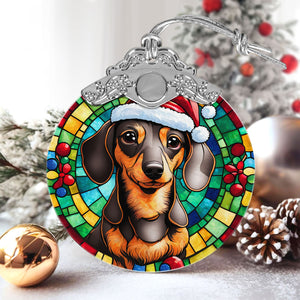 Christmas Dog Stained Glass Ornament | Unique Holiday Gift for Dog Lovers | Dachshund