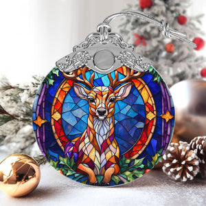 Deer Stained Glass Christmas Glass Ornament, Elegant Holiday Décor for Your Tree, Glass Ornament christmas 2024