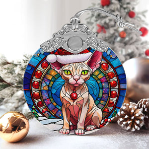 Christmas Cat Stained Glass Ornament | Unique Holiday Gift for Cat Lovers | Donskoy