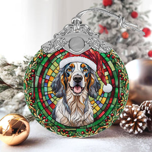 Christmas Dog Stained Glass Ornament | Unique Holiday Gift for Dog Lovers | English Setter