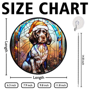 Christmas Dog Stained Glass Suncatcher | Unique Holiday Gift for Dog Lovers | English Springer Spaniel