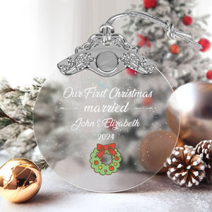 First Christmas Married Glass Ornaments: Elegant Holiday Keepsakes for Newlyweds 2024 - A13