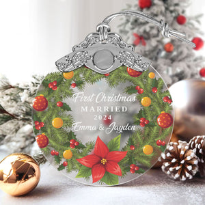 First Christmas Married Glass Ornaments: Elegant Holiday Keepsakes for Newlyweds 2024 - A11