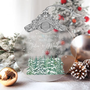 First Christmas Married Glass Ornaments: Elegant Holiday Keepsakes for Newlyweds 2024 - A05