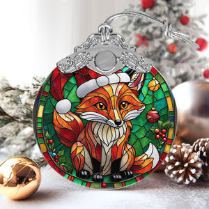 Fox Stained Glass Christmas Glass Ornament, Elegant Holiday Décor for Your Tree, Glass Ornament christmas 2024