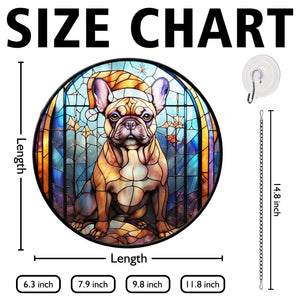 Christmas Dog Stained Glass Suncatcher | Unique Holiday Gift for Dog Lovers | French Bulldog