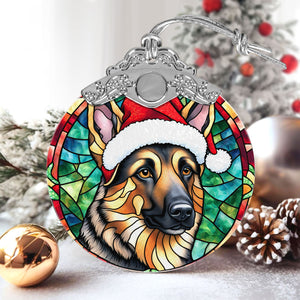 Christmas Dog Stained Glass Ornament | Unique Holiday Gift for Dog Lovers | German Shepherd