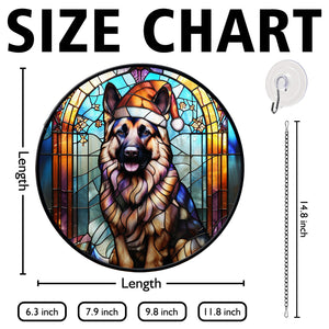 Christmas Dog Stained Glass Suncatcher | Unique Holiday Gift for Dog Lovers | German shepherd