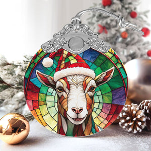 Goat Stained Glass Christmas Glass Ornament, Elegant Holiday Décor for Your Tree, Glass Ornament christmas 2024