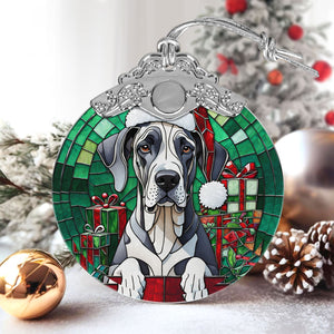 Christmas Dog Stained Glass Ornament | Unique Holiday Gift for Dog Lovers | Great Dane