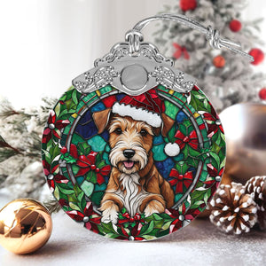 Christmas Dog Stained Glass Ornament | Unique Holiday Gift for Dog Lovers | Irish Terrier