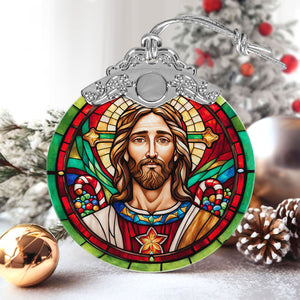 Jesus Stained Glass Christmas Glass Ornament, Elegant Holiday Décor for Your Tree, Glass Ornament christmas 2024