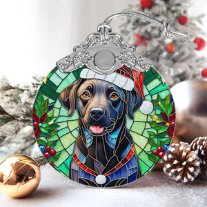 Christmas Dog Stained Glass Ornament | Unique Holiday Gift for Dog Lovers | Labrador Retriever