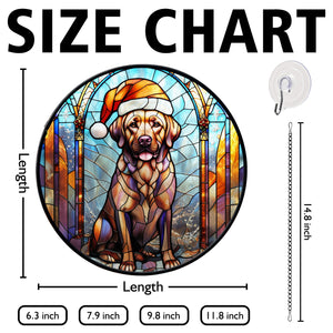 Christmas Dog Stained Glass Suncatcher | Unique Holiday Gift for Dog Lovers | Labrador Retriever