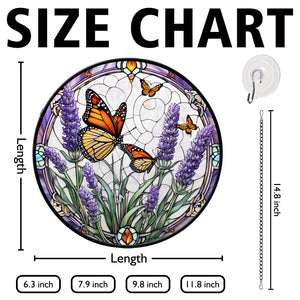 Lavender Monarch Butterfly Stained Glass Suncatcher, Lavender Monarch Butterfly Suncatcher for Windows Stained Glass