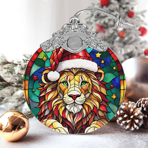 Lion Stained Glass Christmas Glass Ornament, Elegant Holiday Décor for Your Tree, Glass Ornament christmas 2024