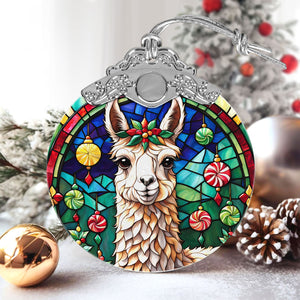 Llama Stained Glass Christmas Glass Ornament, Elegant Holiday Décor for Your Tree, Glass Ornament christmas 2024