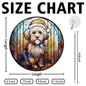 Christmas Dog Stained Glass Suncatcher | Unique Holiday Gift for Dog Lovers | Maltese