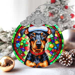 Christmas Dog Stained Glass Ornament | Unique Holiday Gift for Dog Lovers | Manchester Terrier