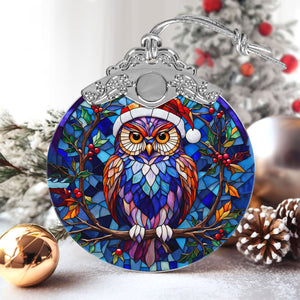 Owl Stained Glass Christmas Glass Ornament, Elegant Holiday Décor for Your Tree, Glass Ornament christmas 2024