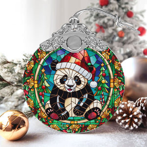 Panda Stained Glass Christmas Glass Ornament, Elegant Holiday Décor for Your Tree, Glass Ornament christmas 2024