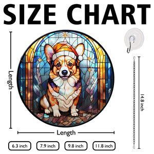 Christmas Dog Stained Glass Suncatcher | Unique Holiday Gift for Dog Lovers | Pembroke Welsh Corgi