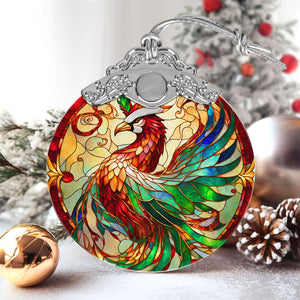 Phoenix Stained Glass Christmas Glass Ornament, Elegant Holiday Décor for Your Tree, Glass Ornament christmas 2024