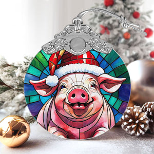 Pig Stained Glass Christmas Glass Ornament, Elegant Holiday Décor for Your Tree, Glass Ornament christmas 2024