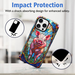 Pig Stained Glass for iPhone 16 Pro Max Case, Pig iPhone 16 Pro Max Case, Pig Phone case, Stained Glass Phone Case