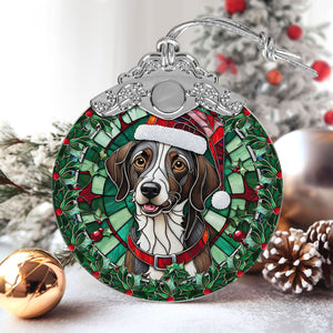 Christmas Dog Stained Glass Ornament | Unique Holiday Gift for Dog Lovers | Plott Dog