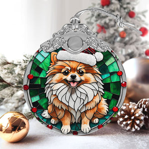 Christmas Dog Stained Glass Ornament | Unique Holiday Gift for Dog Lovers | Pomeranian