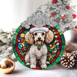 Christmas Dog Stained Glass Ornament | Unique Holiday Gift for Dog Lovers | Poodle