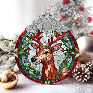 Reindeer Stained Glass Christmas Glass Ornament, Elegant Holiday Décor for Your Tree, Glass Ornament christmas 2024