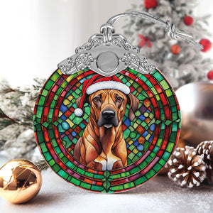 Christmas Dog Stained Glass Ornament | Unique Holiday Gift for Dog Lovers | Rhodesian Ridgeback