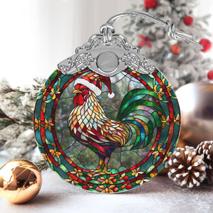 Rooster Stained Glass Christmas Glass Ornament, Elegant Holiday Décor for Your Tree, Glass Ornament christmas 2024