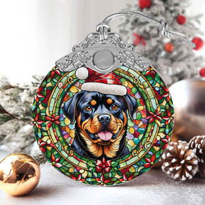 Christmas Dog Stained Glass Ornament | Unique Holiday Gift for Dog Lovers | Rottweiler 2