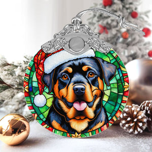 Christmas Dog Stained Glass Ornament | Unique Holiday Gift for Dog Lovers | Rottweiler