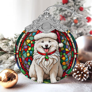 Christmas Dog Stained Glass Ornament | Unique Holiday Gift for Dog Lovers | Samoyed