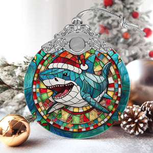 Shark Stained Glass Christmas Glass Ornament, Elegant Holiday Décor for Your Tree, Glass Ornament christmas 2024