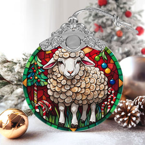 Sheep Stained Glass Christmas Glass Ornament, Elegant Holiday Décor for Your Tree, Glass Ornament christmas 2024