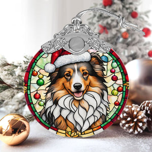 Christmas Dog Stained Glass Ornament | Unique Holiday Gift for Dog Lovers | Shetland Sheepdog